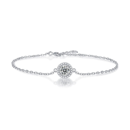 Jasmine Round Moissanite 925 Sterling Silver Bracelet