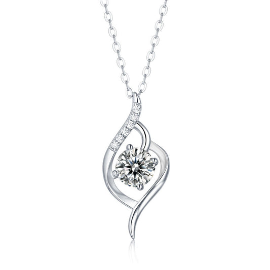 Bella, Moissanite Heart 925 Sterling Silver Necklace