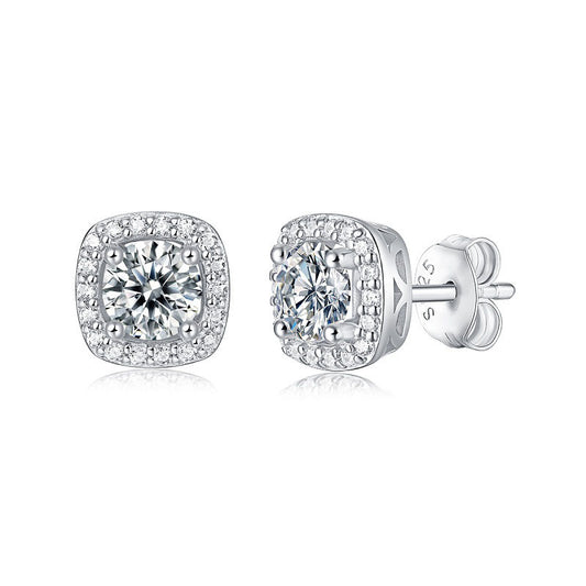 Emilia, Moissanite Square 925 Sterling Silver Stud Earrings