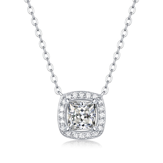 Victorian Square Moissanite 925 Sterling Silver Necklace