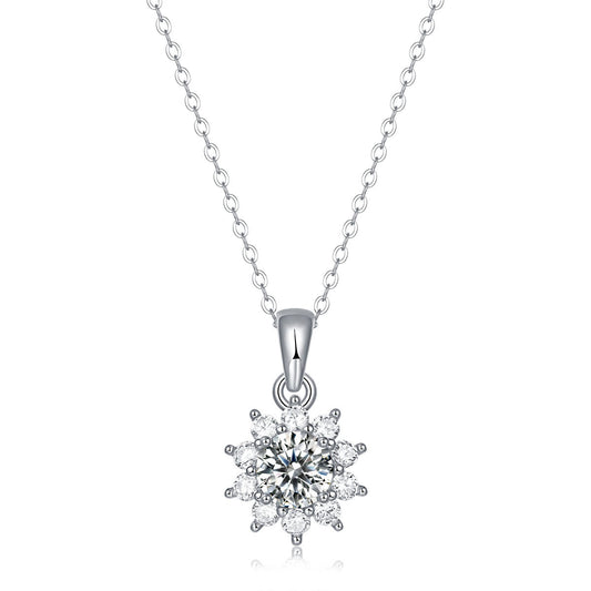 Elizabeth Moissanite Snowflake 925 Sterling Silver Necklace
