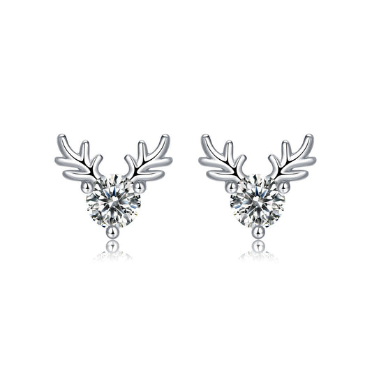 She's Country, Moissanite Deers 925 Sterling Silver Stud Earrings