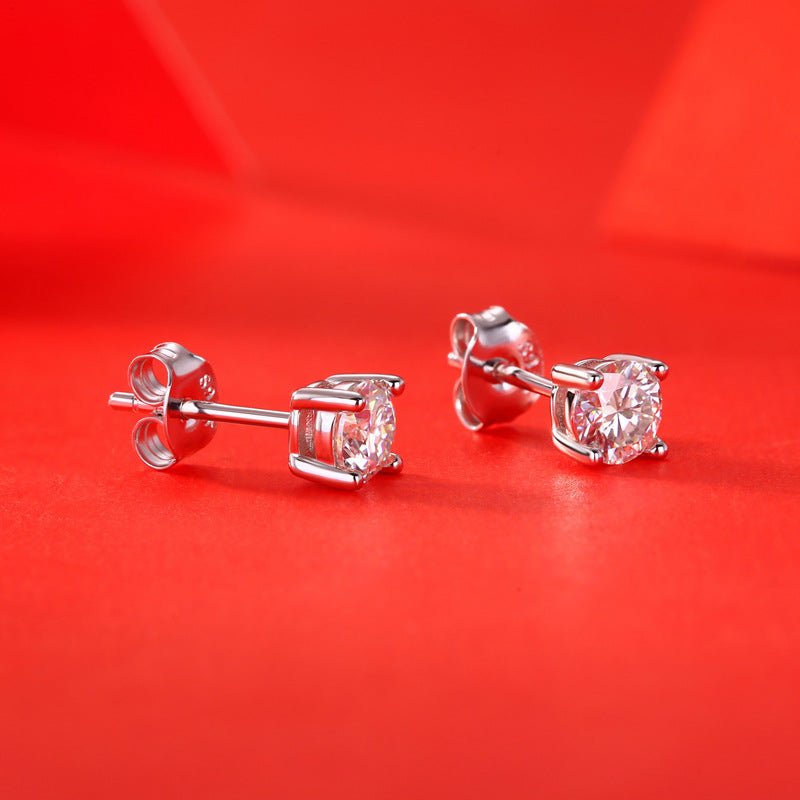 Gypsy Moissanite 925 Sterling Silver Stud Earrings