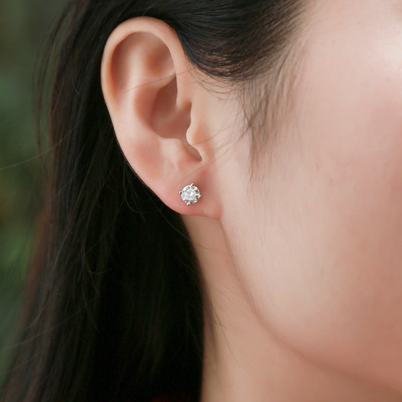 Gypsy Moissanite 925 Sterling Silver Stud Earrings