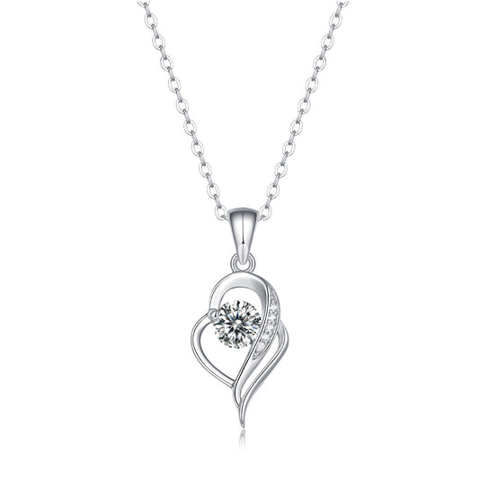 Je t'aime Moissanite Heart 925 Sterling Silver Necklace