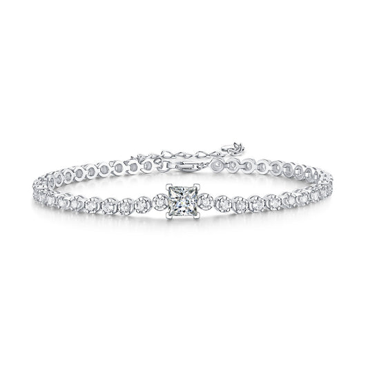 Monroe, Square Moissanite 925 Sterling Silver Bracelet