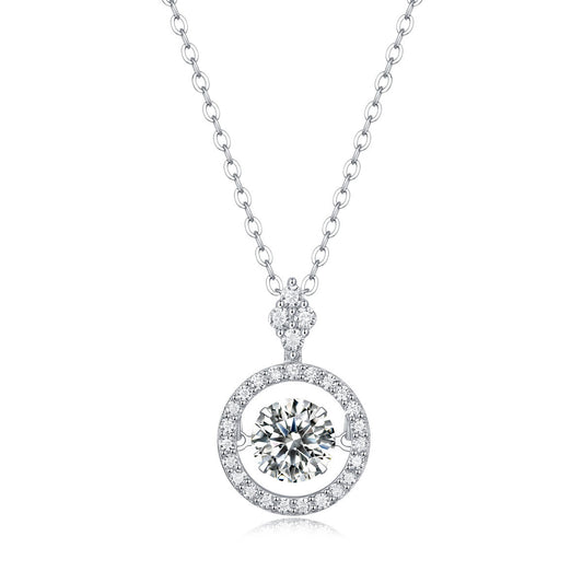 Halo Moissanite Circle 925 Sterling Silver Necklace