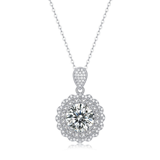 Amor Moissanite Flower 925 Sterling Silver Necklace